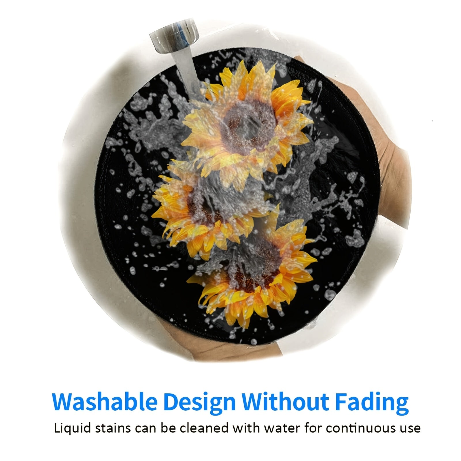 Sunflower Soft Mini Mouse Round Mouse Mat Non Slip Base Waterproof Mouse Pad