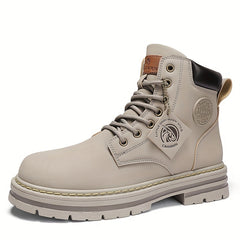 Men's Combat Boots Lace up Walking Shoes Rugged Look