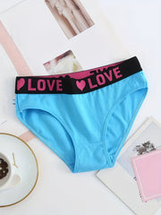 6pcs Letter Print Briefs Low Rise Comfy Intimates Panties Women's Lingerie