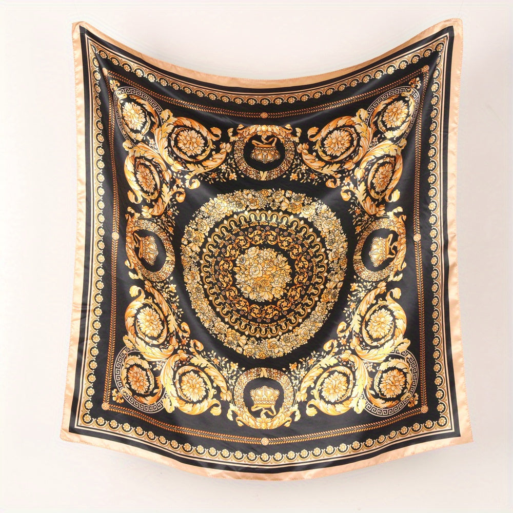 Classic Print Square Scarf Satin Shawl Silk Bandana Hijab Head Wraps