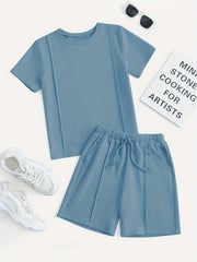 Boys Round Neck T shirt & Shorts 2pcs Set