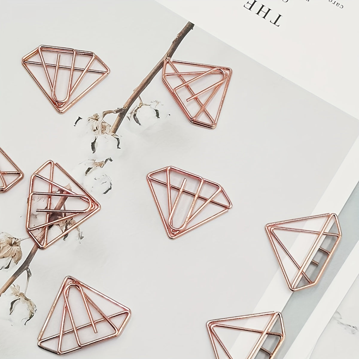 5pcs Rose Golden Diamond Paper Clip Label Clip Student Gift Stationery
