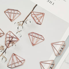 5pcs Rose Golden Diamond Paper Clip Label Clip Student Gift Stationery