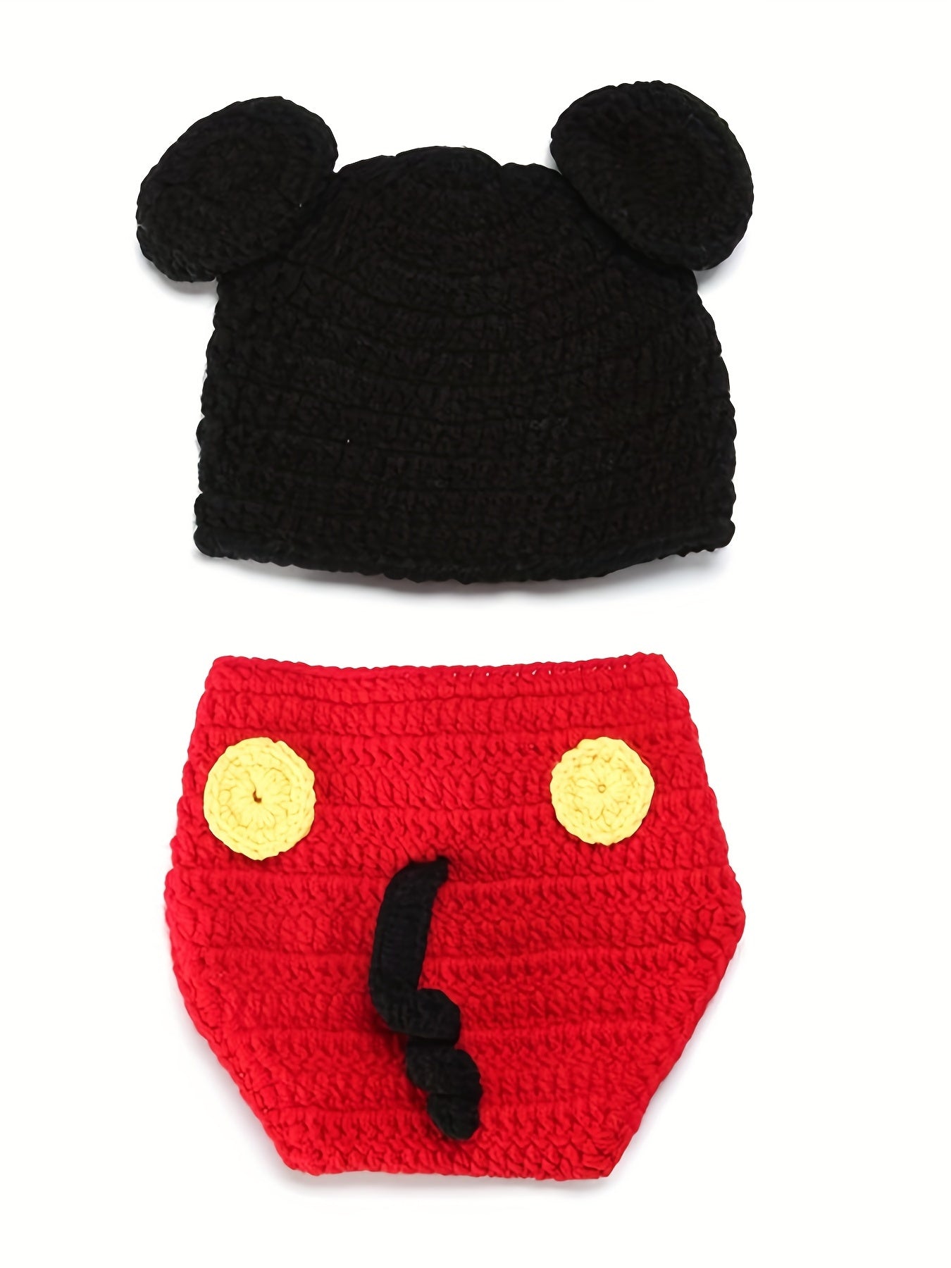 Cartoon Shape Baby Knitted Hat & Overall Romper for Photoshoot & Party