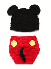 Cartoon Shape Baby Knitted Hat & Overall Romper for Photoshoot & Party
