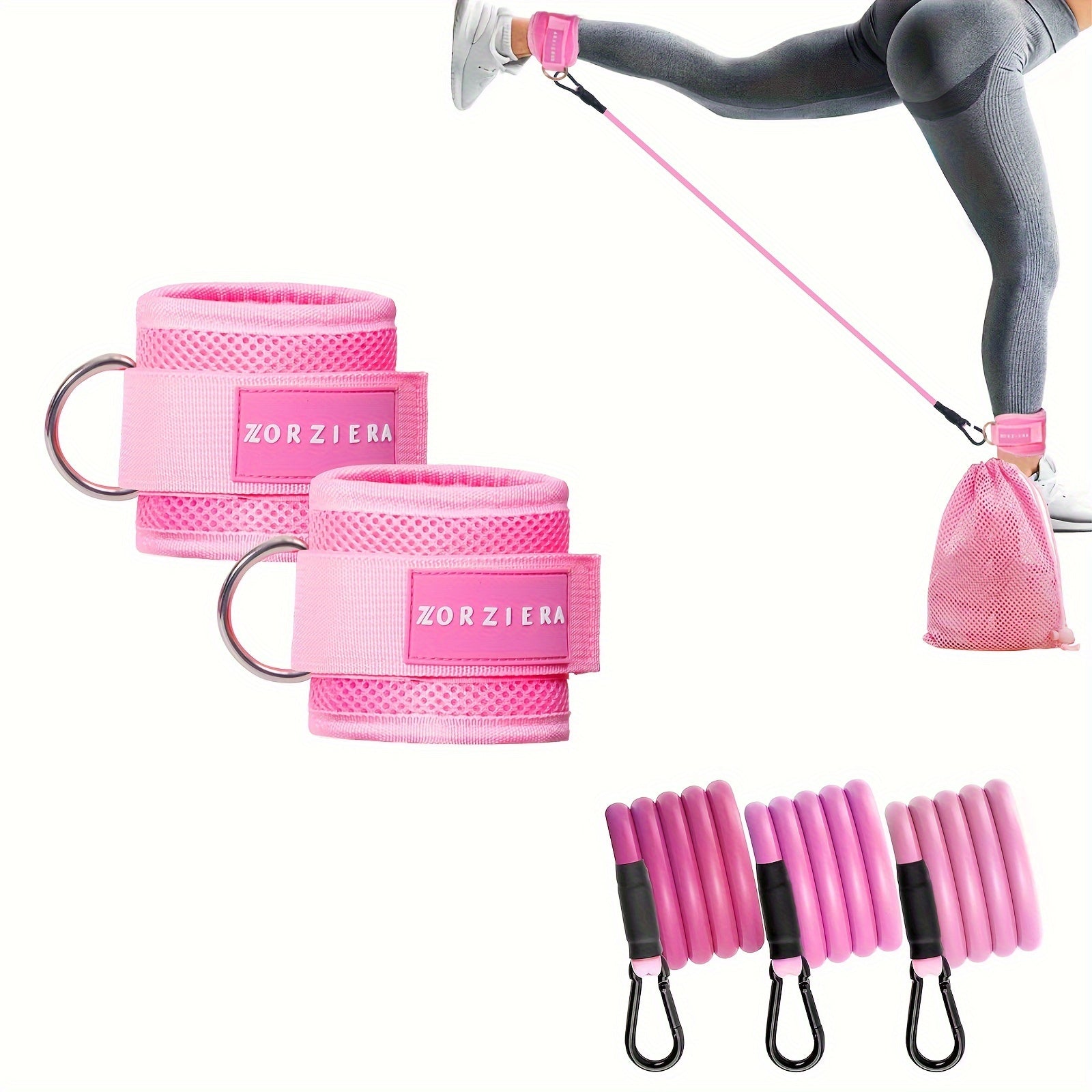 2pcs Fitness Ankle Strap with 3pcs Resistance Ropes