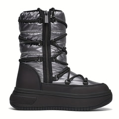 Women's Waterproof Warm Winter Snow Boots Lace Up Ankle Booties