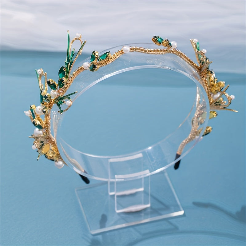 Green Rhinestone Crystal Princess Hair Hoop for Girls