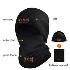 Winter Men Polar Fleece & Scarf Cap Warm Wool Neck Sport Hat