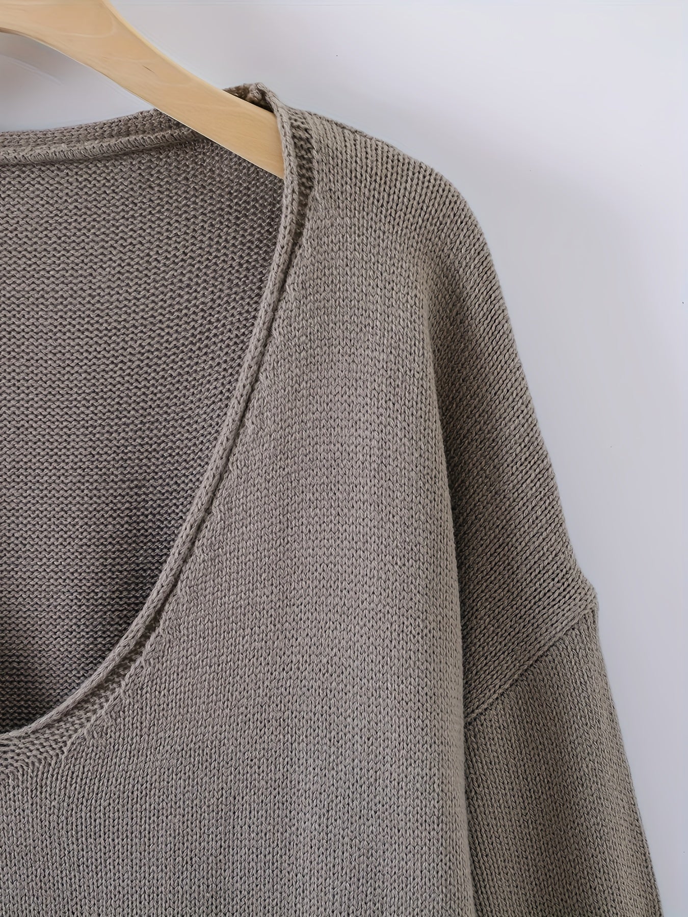 Casual Sweater Women's Plus Solid Long Sleeve V Neck Jumper