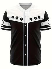 Men's Creative Pattern Baseball Jersey V Neck Shirt