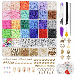 6000pcs 6mm Flat Clay Beads, 24 Colors, DIY Bracelet Making, Children's Gift