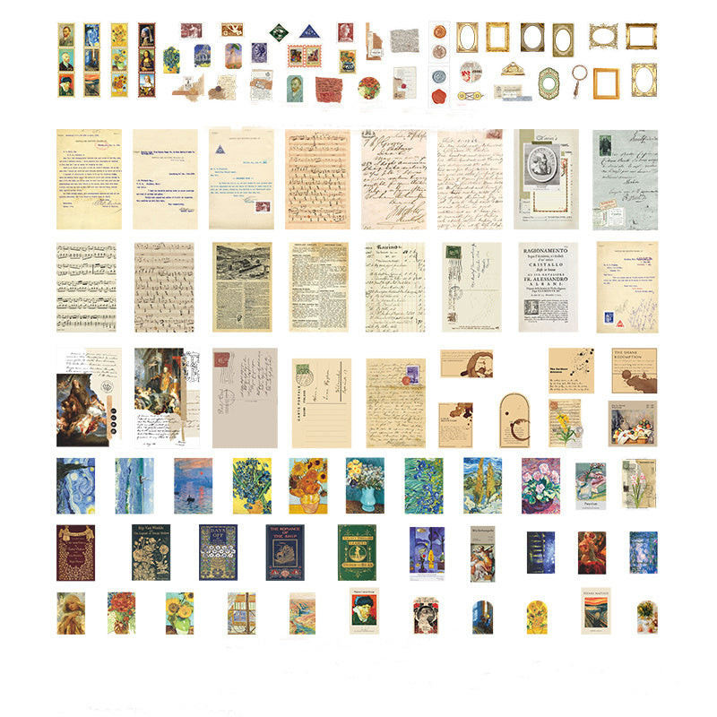 200pcs Washi Paper Old Century Literature Flowers Astronomy Geography Decoration