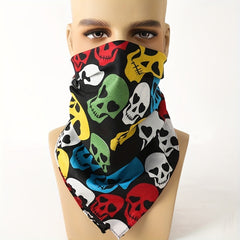 Colorful Skull Print Men's Square Scarf
