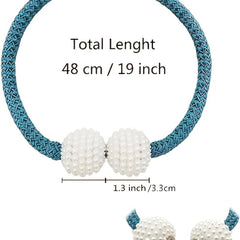2pcs Faux Pearl Magnetic Curtain Tiebacks Decorative Pearls Rope Holdback