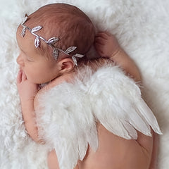 Newborn Angel Feather Leaf Hairband Set