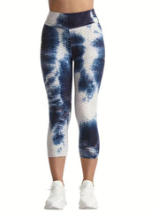 Stylish Tie Dyed Yoga Leggings High Waist Capris