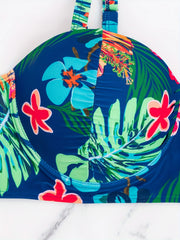 Tropical Print Bra & Panty Swimsuit Set