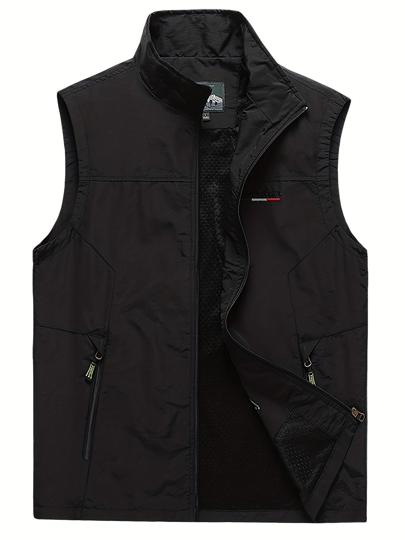 Men's Cargo Vest with Zipper Pockets - Outdoor Stand Collar Outwear