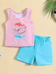 Toddler Girls 2pcs Dolphin Tankini Swimsuit Sets