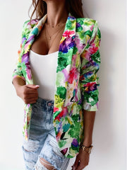 Tie Dye Long Sleeve Slim Fit Blazer With Pockets