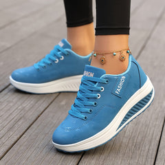 Women's Graffiti Wedge Sneakers Height Increased Athletic Walking Shoes