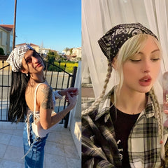 3pcs Paisley Print Bandanas Elastic Triangle Scarf Headband Boho Kerchief