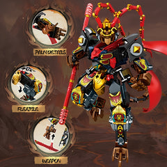 Chinoiserie Hero Warrior Robot Building Blocks Set with Red Sword