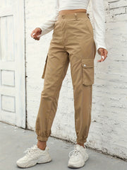 Dual Pockets Cargo Pants Casual Button Front Pants Spring/Fall Women's Clothing