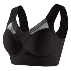 High Elasticity Women's Sports Bra Wire-Free Padded Mesh Insert