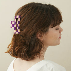 Purple Plaid Hair Claw for Thick Curly Hair Women Accessories
