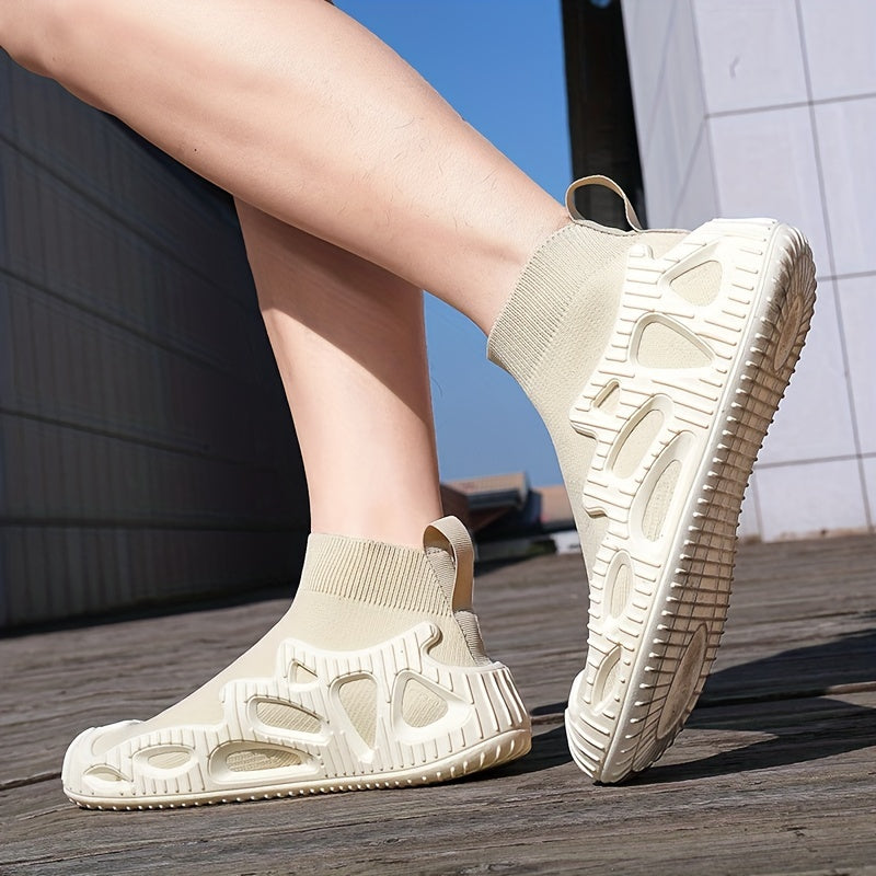 Men's Knitted Slip On Casual Shoes Lightweight Shock Absorbing Sock Shoes