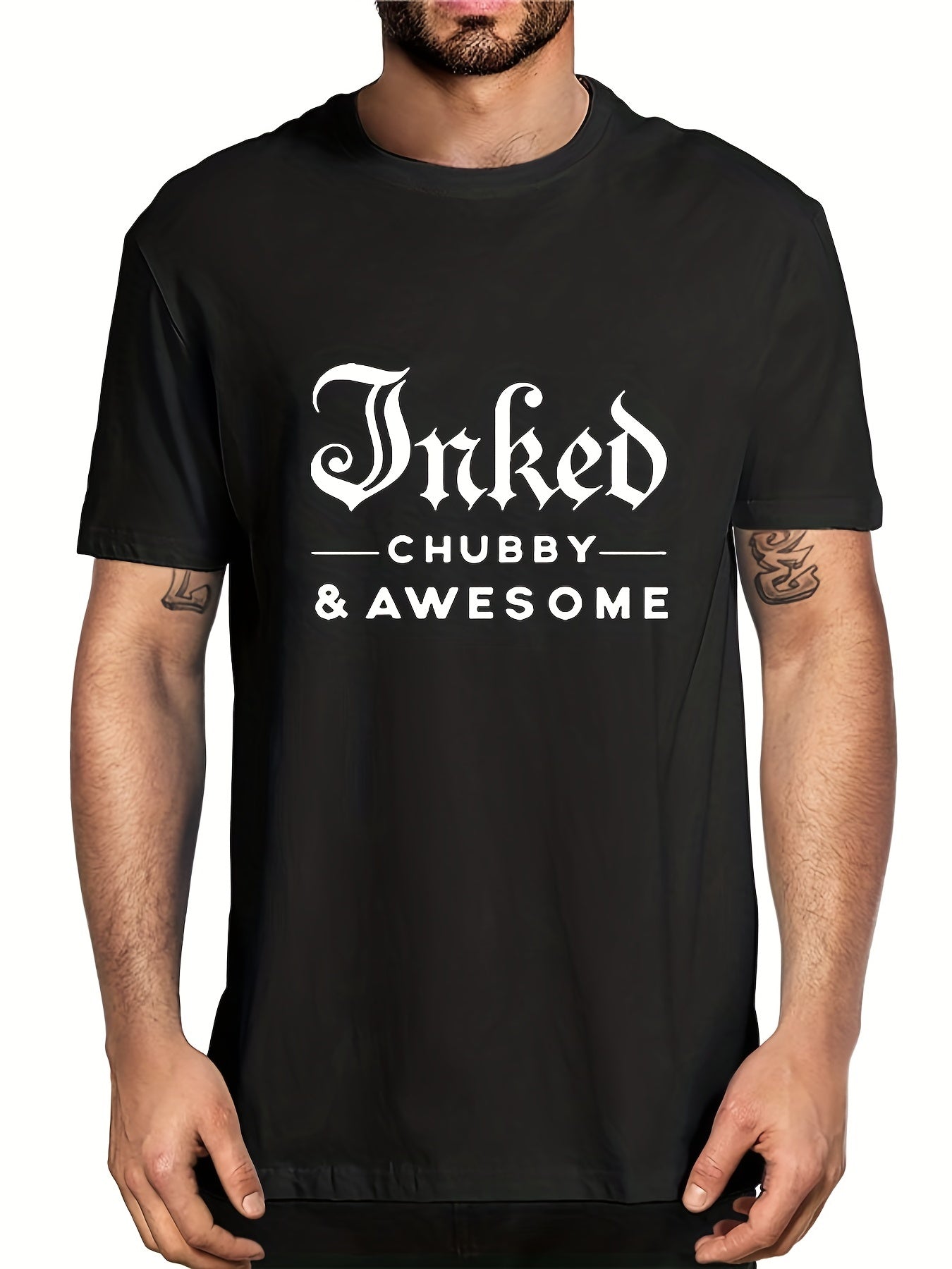 Men's Chubby & Awesome Print T-shirt for Summer Outdoor