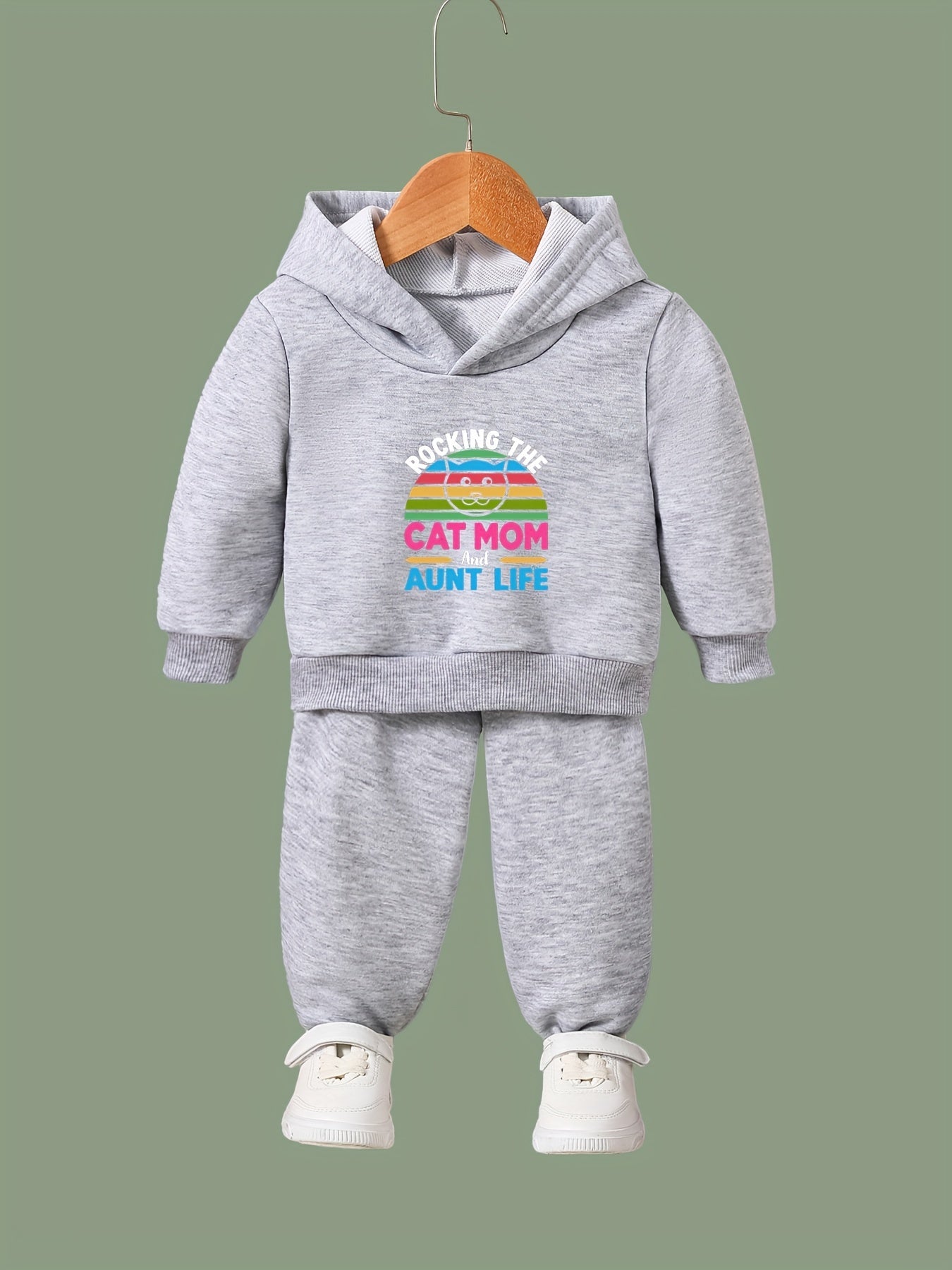 Cat Mom and Aunt Life 2pcs Activewear Sets for Girls