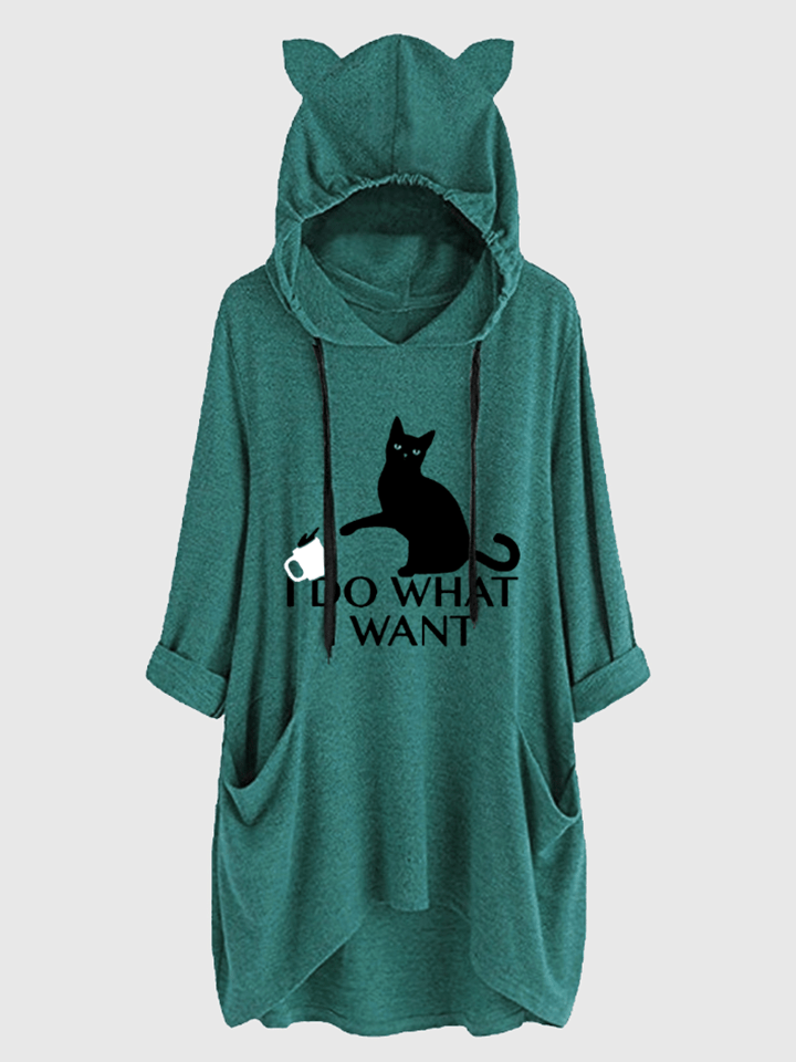 Women's Cartoon Graphic 3D Ears Hoodie