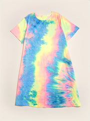 Tie Dye Ombre Print Short Sleeve Nightdress