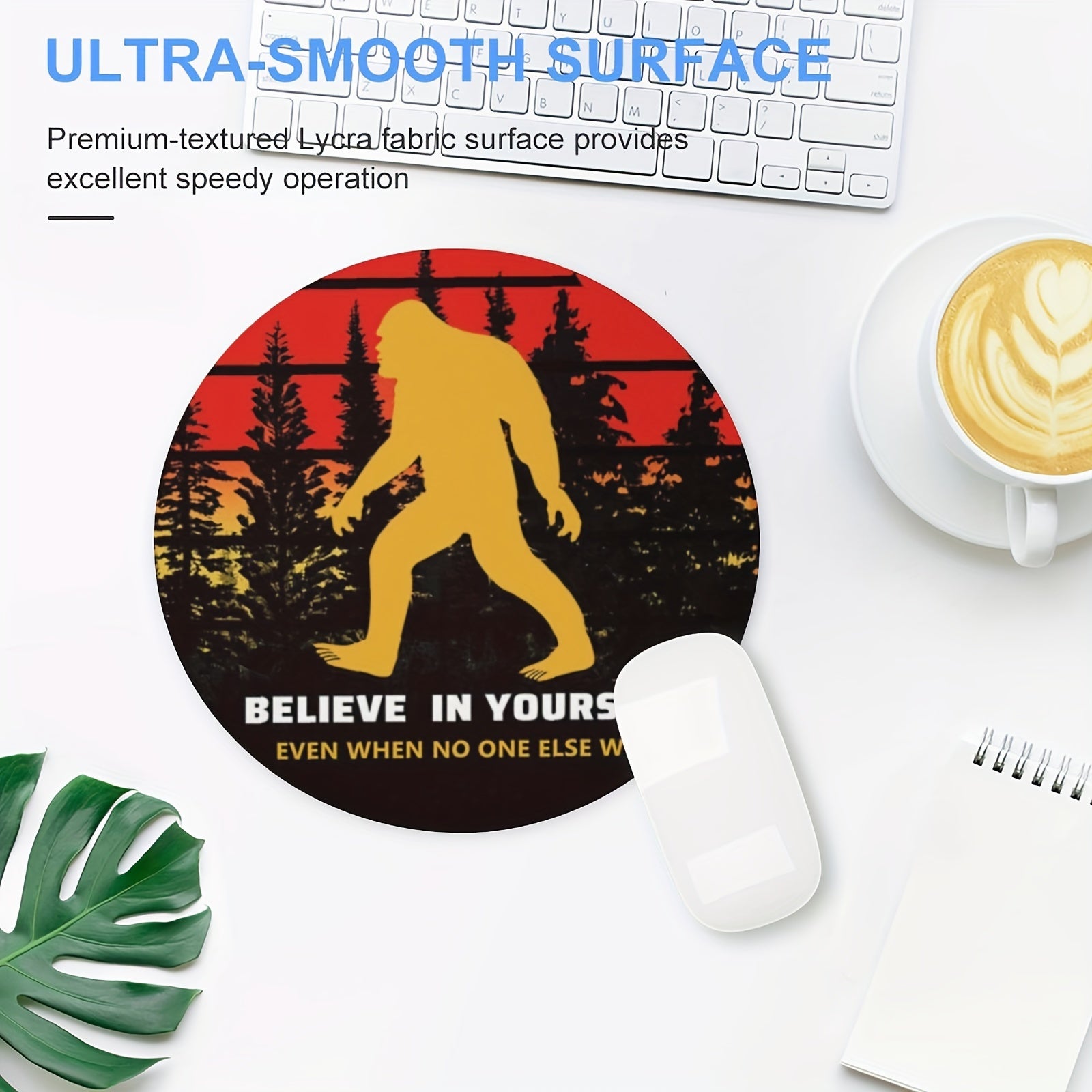 E-Sport Round Non-Slip Mouse Pad Believe In Yourself 7.8x7.8inch