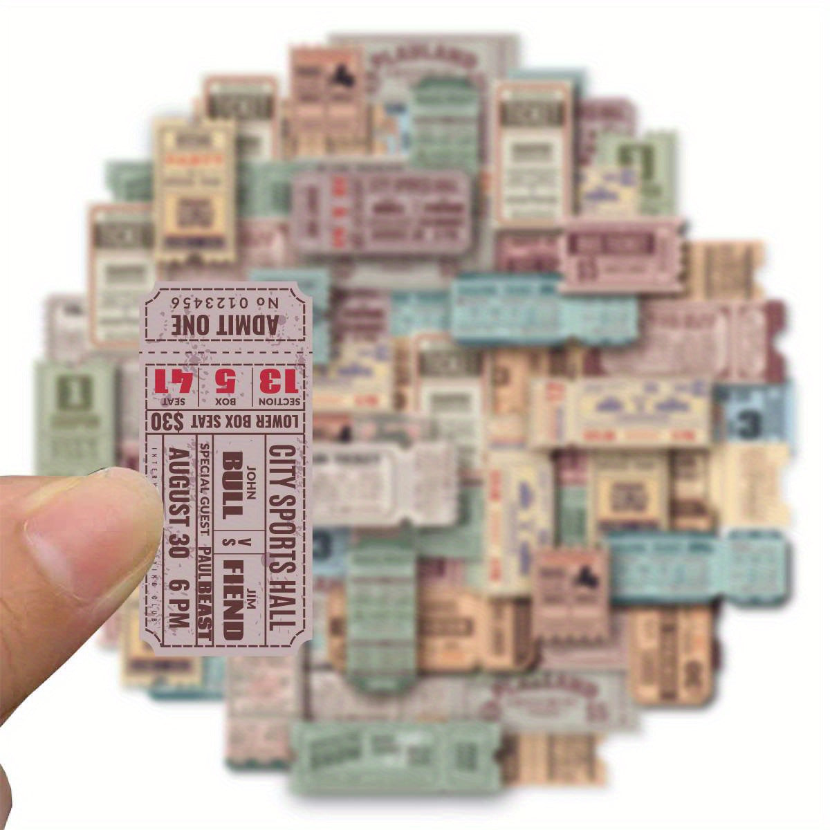 40 Pack Vintage Travel Stickers Retro Cartoon Patterns Reusable Paper Self