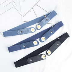 Girls Adjustable Denim Belt with Daisy Decoration