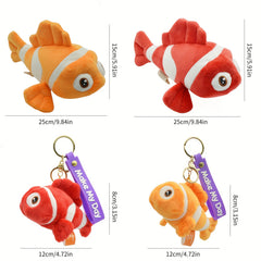 Ocean Series Plush Toy Clown Fish 4 inch 8 inch Fine Velvet Small Pendant