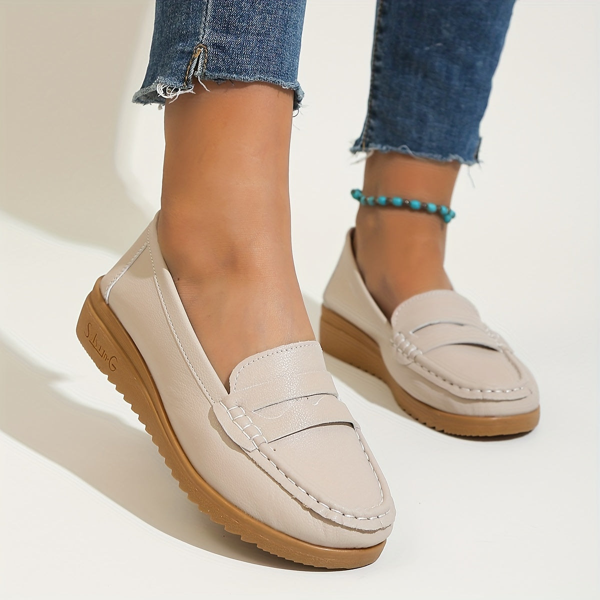 Women's Flat Loafers Faux Leather Slip On Shoes