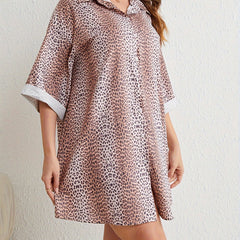 Leopard Print Button Up Oversized Blouse