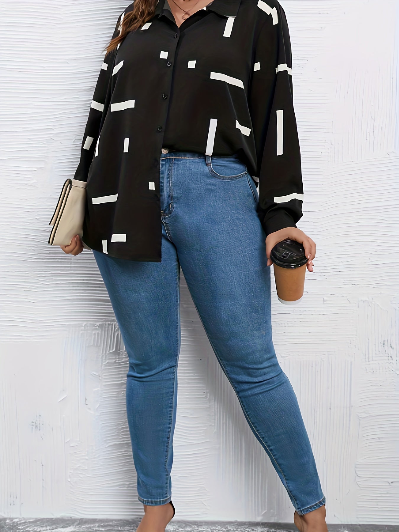 Stripe Print Button Up Long Sleeve Blouse