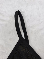 Glitter Colorblock Bra & Panties Set Women's Plus Sexy Lingerie Set