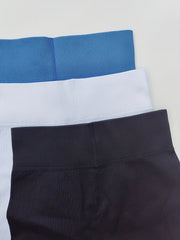 3pcs High Waist Yoga Shorts Rib Knit Plain Butt Lifting Tummy Control Sporty Sho