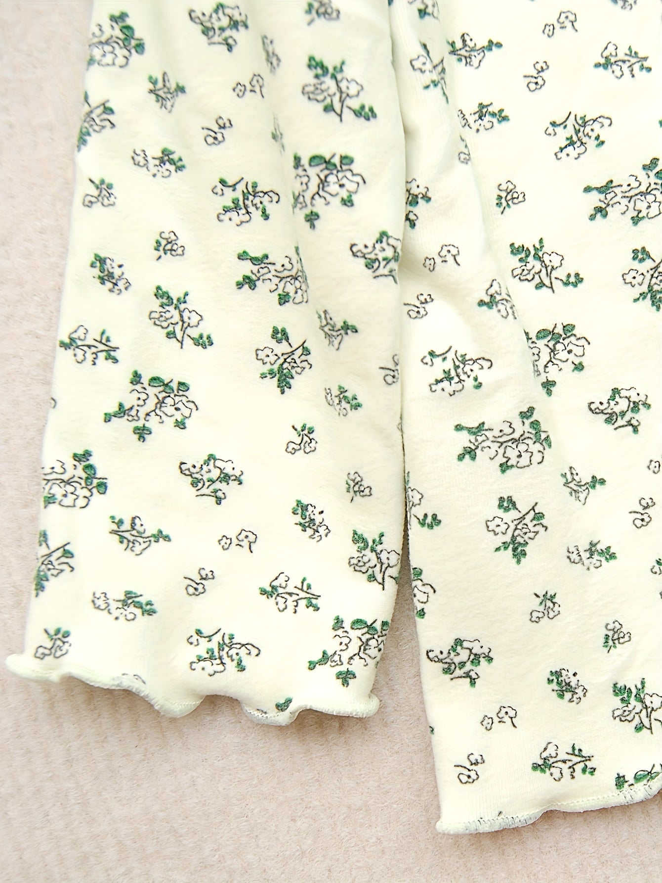 2pcs Floral Pajama Set Long Sleeve Top & Pants Cozy PJ Girl's Loungewear