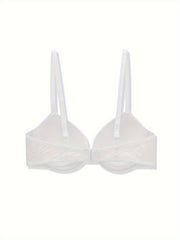 2pcs Solid Push Up Bras Comfy & Breathable Women's Lingerie