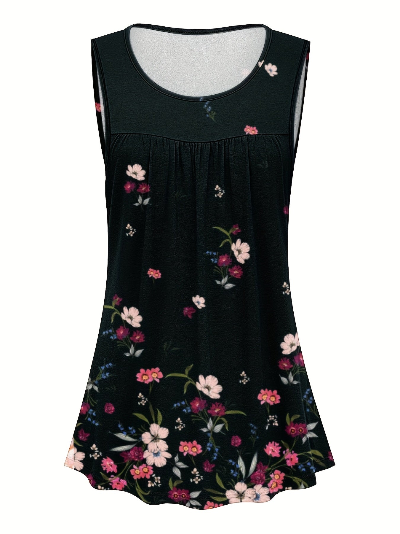 Floral Print Ruched Tank Top