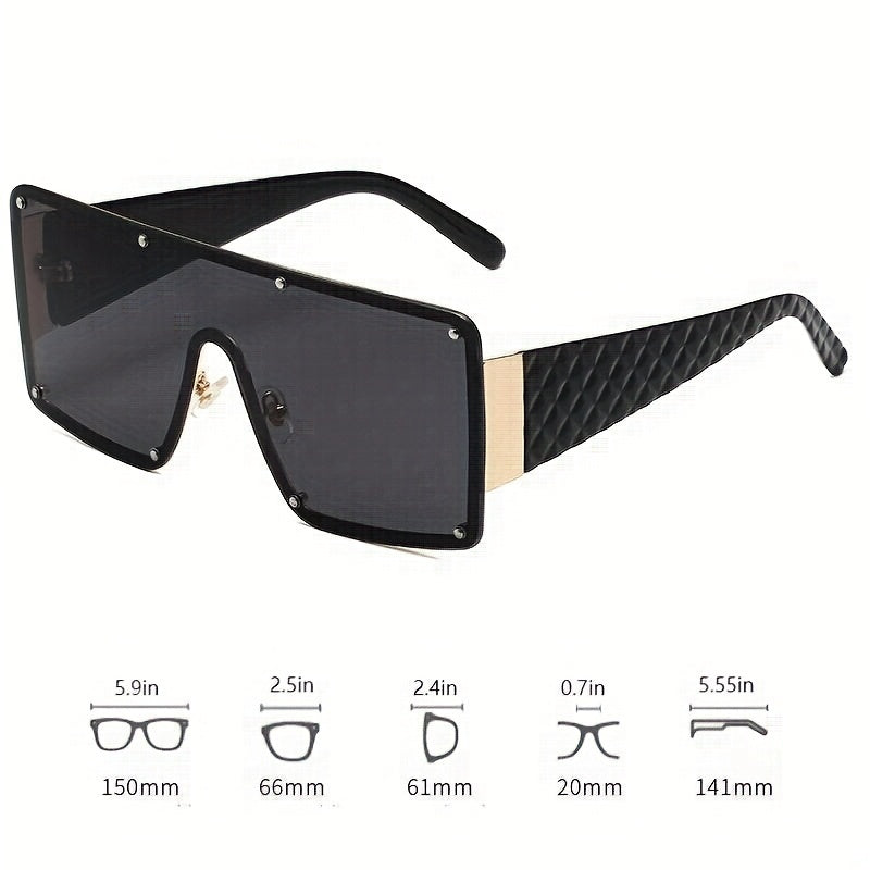 Y2K Square Rivet Mirror Lens Sunglasses UV400