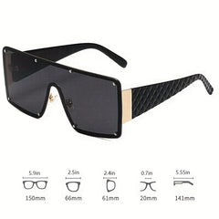 Y2K Square Rivet Mirror Lens Sunglasses UV400